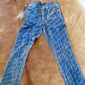 Gianfranco Ferre Jeans- NWT- light weight denim print w/ silver bias stripes